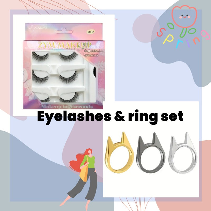 Eyelashes and ring set