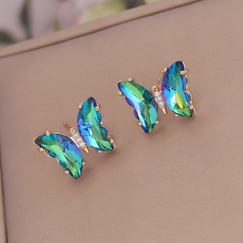 Green - Gradient Butterfly Earrings