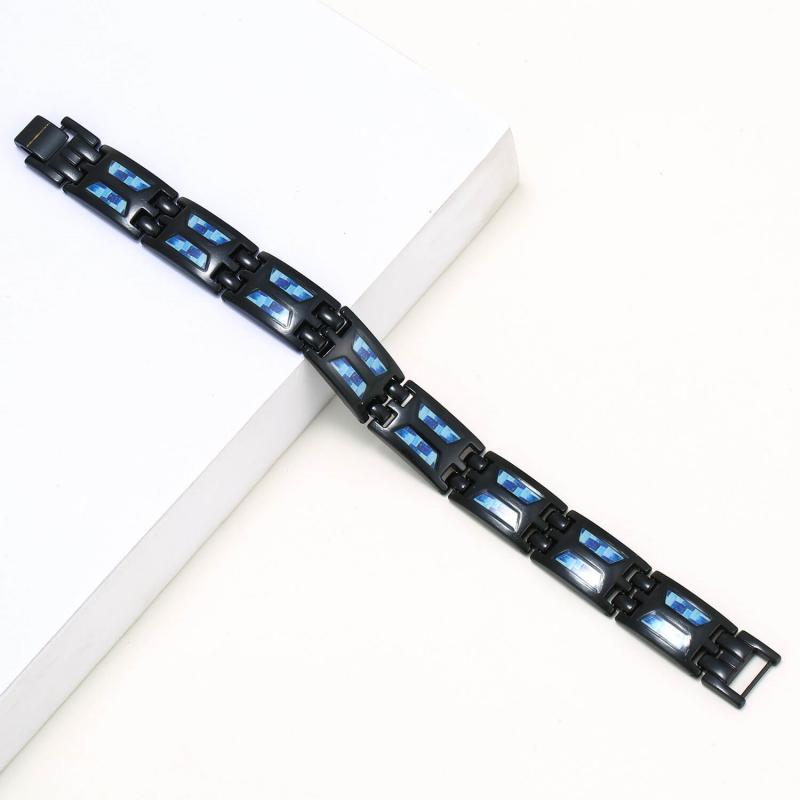 New Double row Magnetic Bracelet European and American Fashion Men's Carbon Fiber Sticker Bracelet