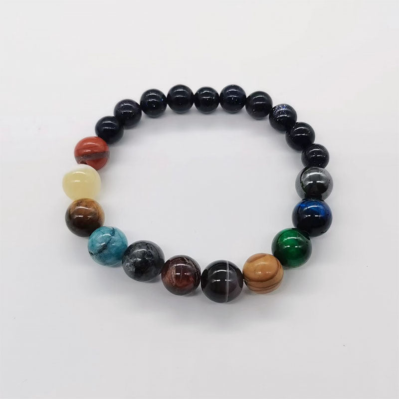 New Universe Galaxy Eight Planet Bracelet Blue Sandstone Starry Sky Solar System Planet Bracelet