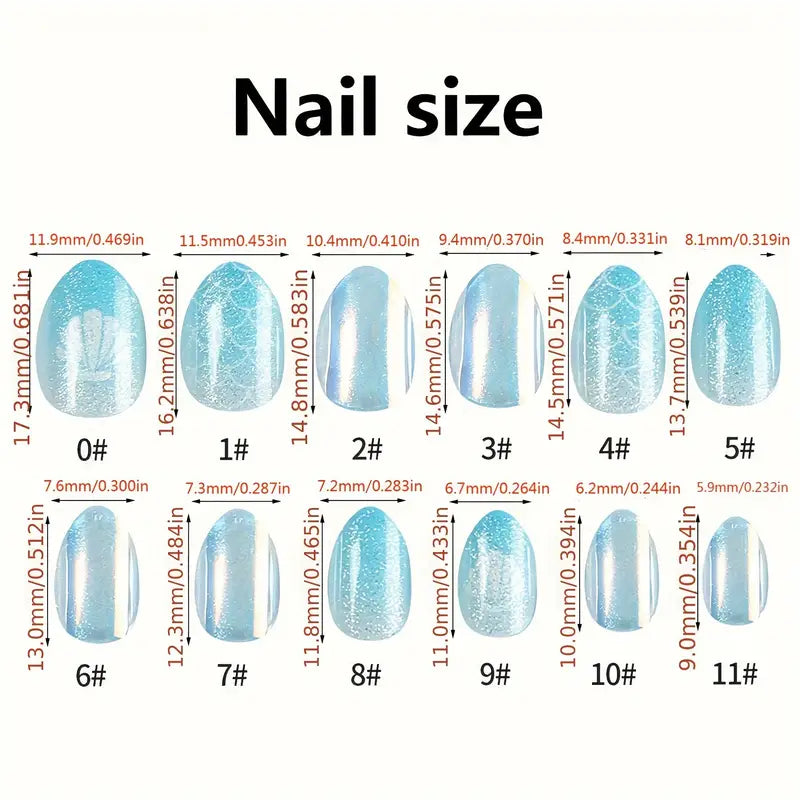 24-Piece Mixed Color Almond Shaped Short Nail Tips for Kids