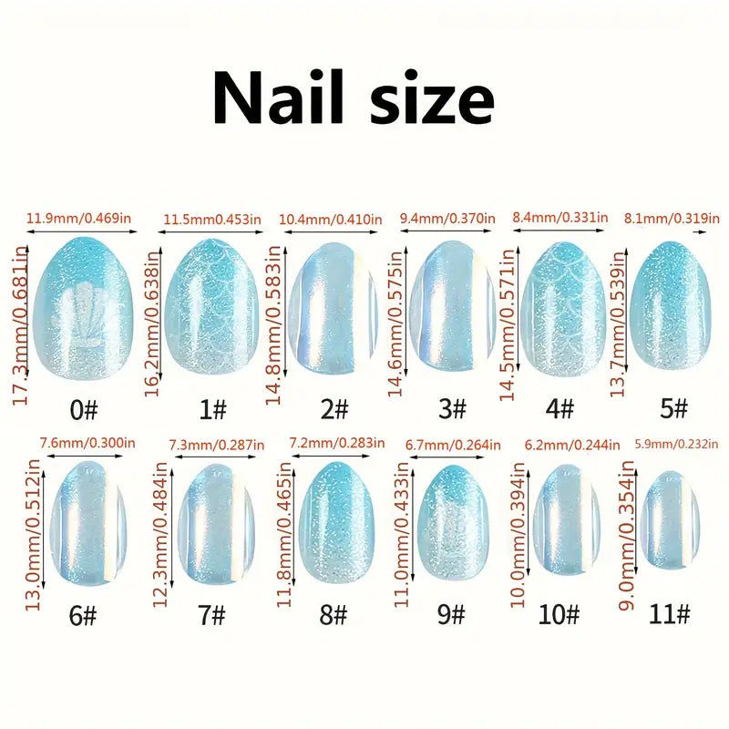 24pcs Glossy Short Oval Fake Nails