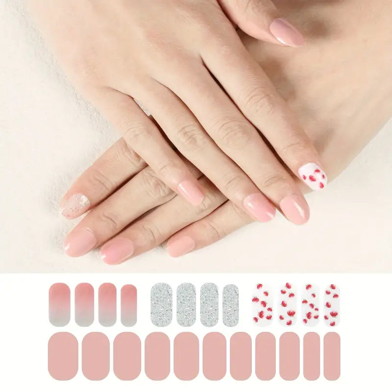 34 Strips Silvery Glitter Gel Nail Strips 1