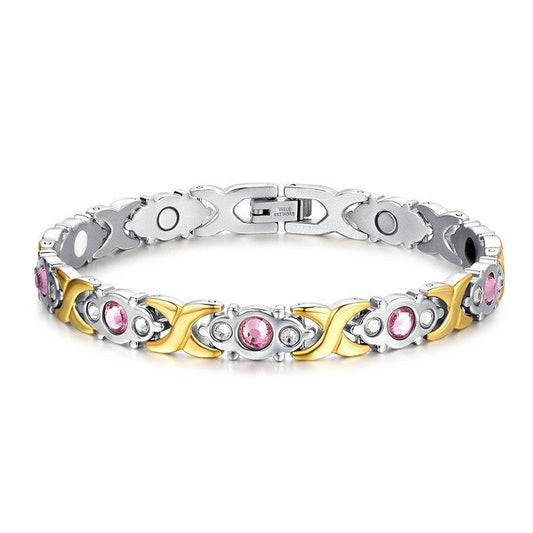 Electroplated dual color silver and gold powder diamond bracelet