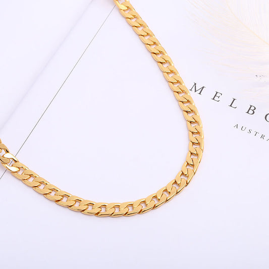 Gold necklace 18K gold plated men_s 6MM side necklace 2