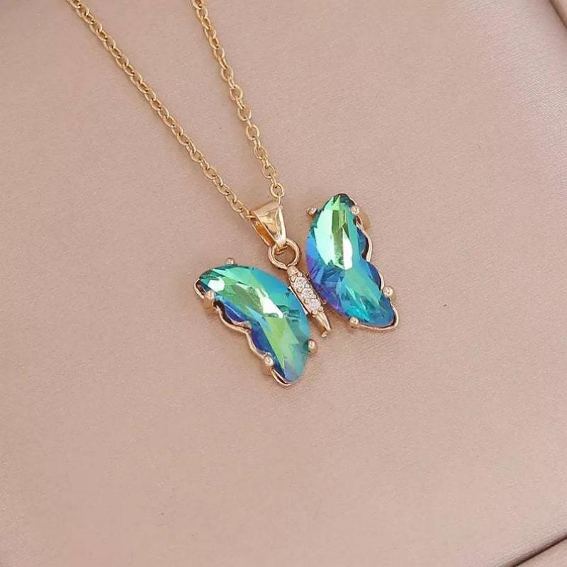 Green Gradient Butterfly Necklace