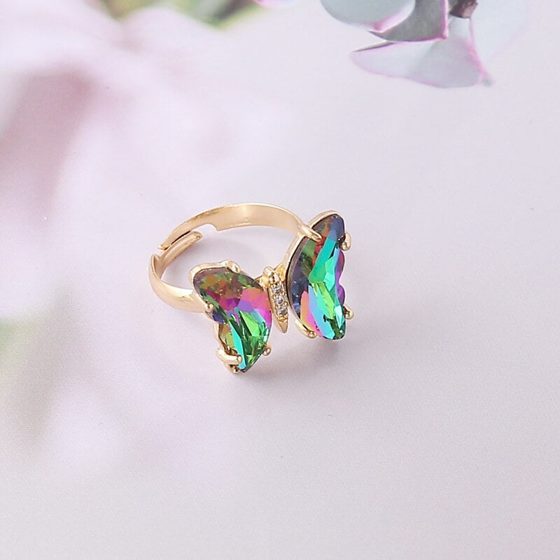 Green Gradient Butterfly Ring