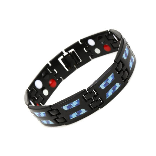 New Double row Magnetic Bracelet European and American Fashion Men's Carbon Fiber Sticker Bracelet