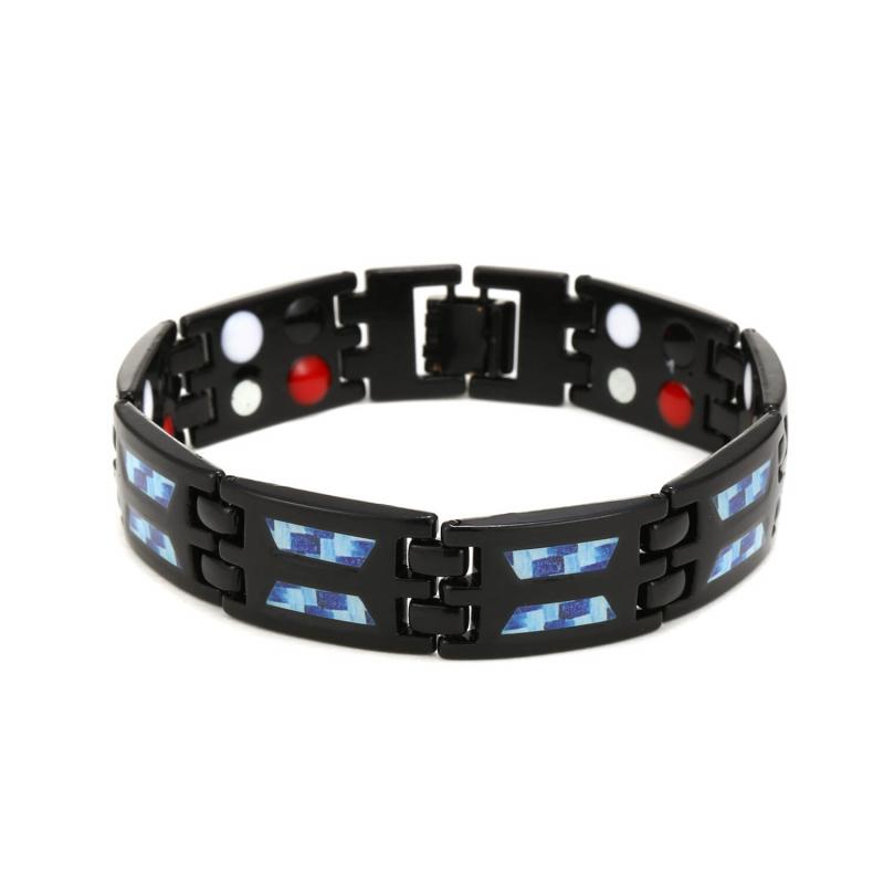 New Double row Magnetic Bracelet European and American Fashion Men's Carbon Fiber Sticker Bracelet