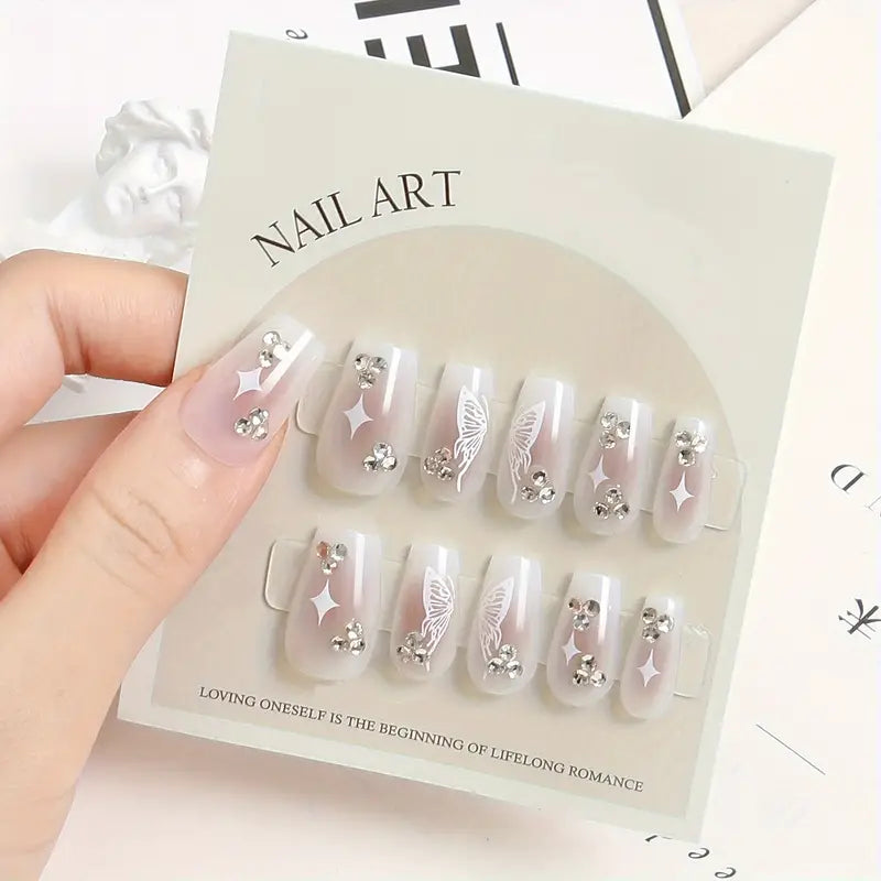 Pink Aura Butterfly Gradient Nail Art Forms