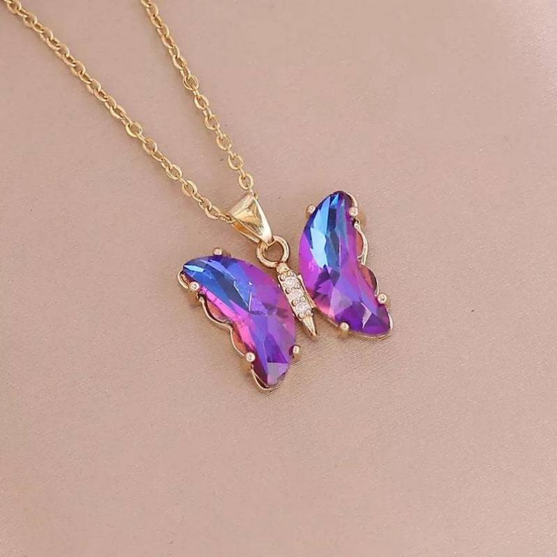 Purple Gradient Butterfly Necklace