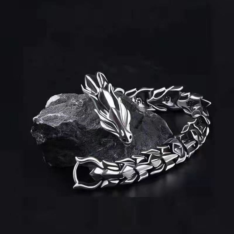 Retro faucet multi-color hand-decorated dragon and lin pattern keel punk hip-hop men_sbracelet 3