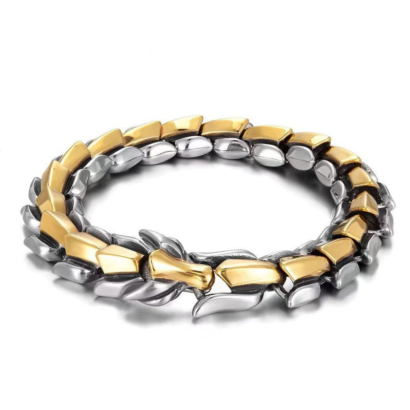 Retro faucet multi-color hand-decorated dragon and lin pattern keel punk hip-hop men_sbracelet 5