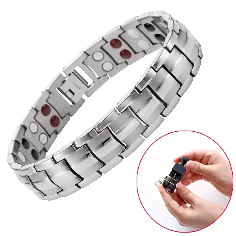 Silver Detachable Magnetic Men's Bracelet