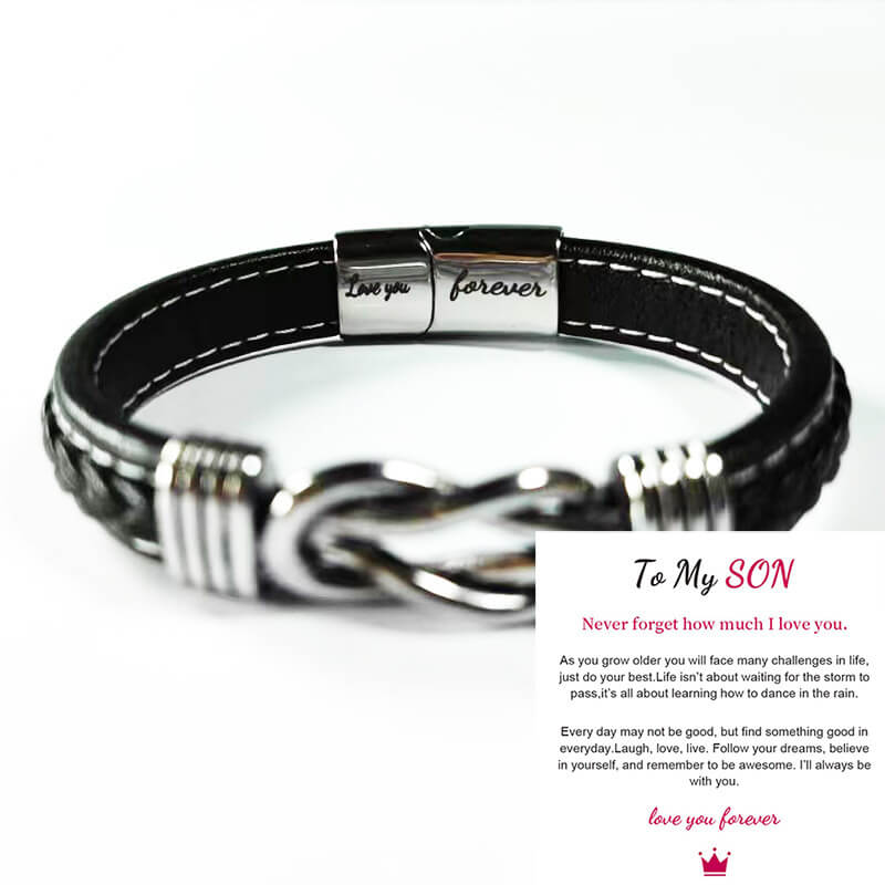 Steel Love You Forever+Son card Bracelet