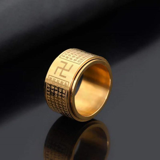 The Heart Sutra with rotatable golden ring