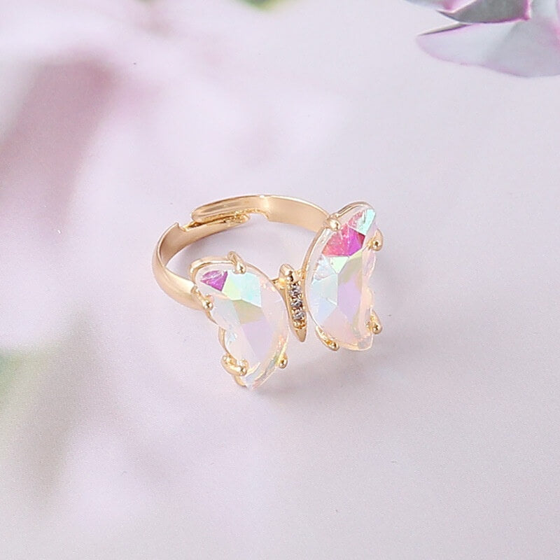 White - Gradient Butterfly Ring