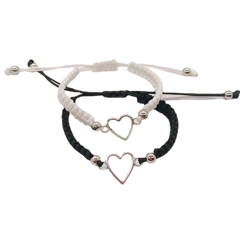 black and white heart bracelets for lovers